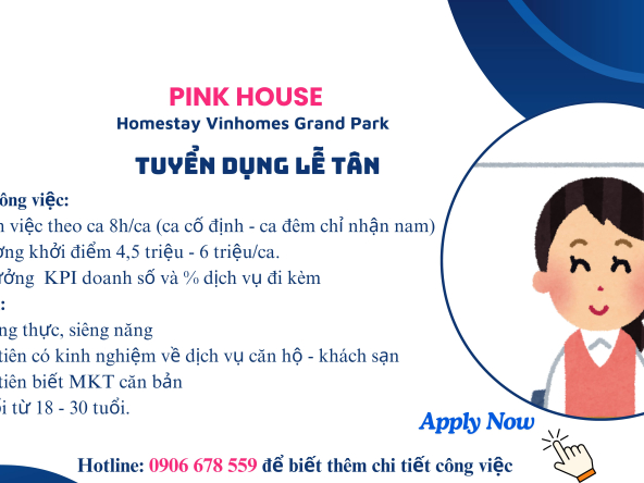 tuyển dụng lễ tân làm việc theo ca